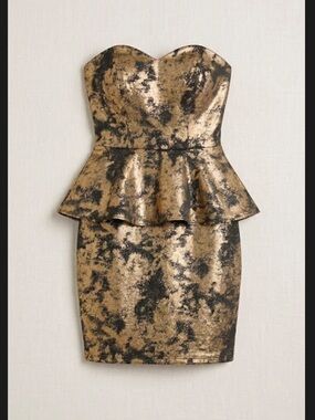 Gold & Black Distressed Metallic Mini Dress ✨